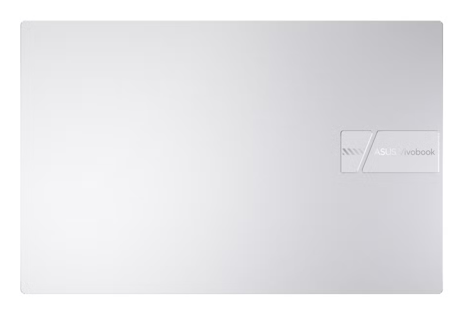Biała pokrywa laptopa z subtelnym logo ASUS Vivobook w prawym rogu.
