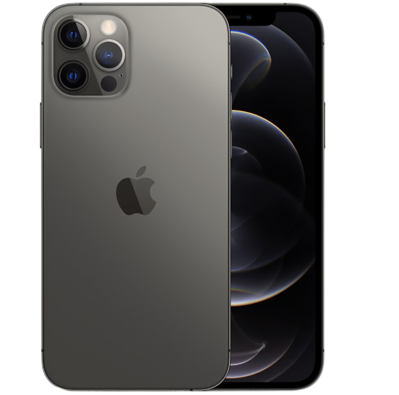 Arkada üç kamera lensi bulunan gri bir iPhone'un arkası ve önü.