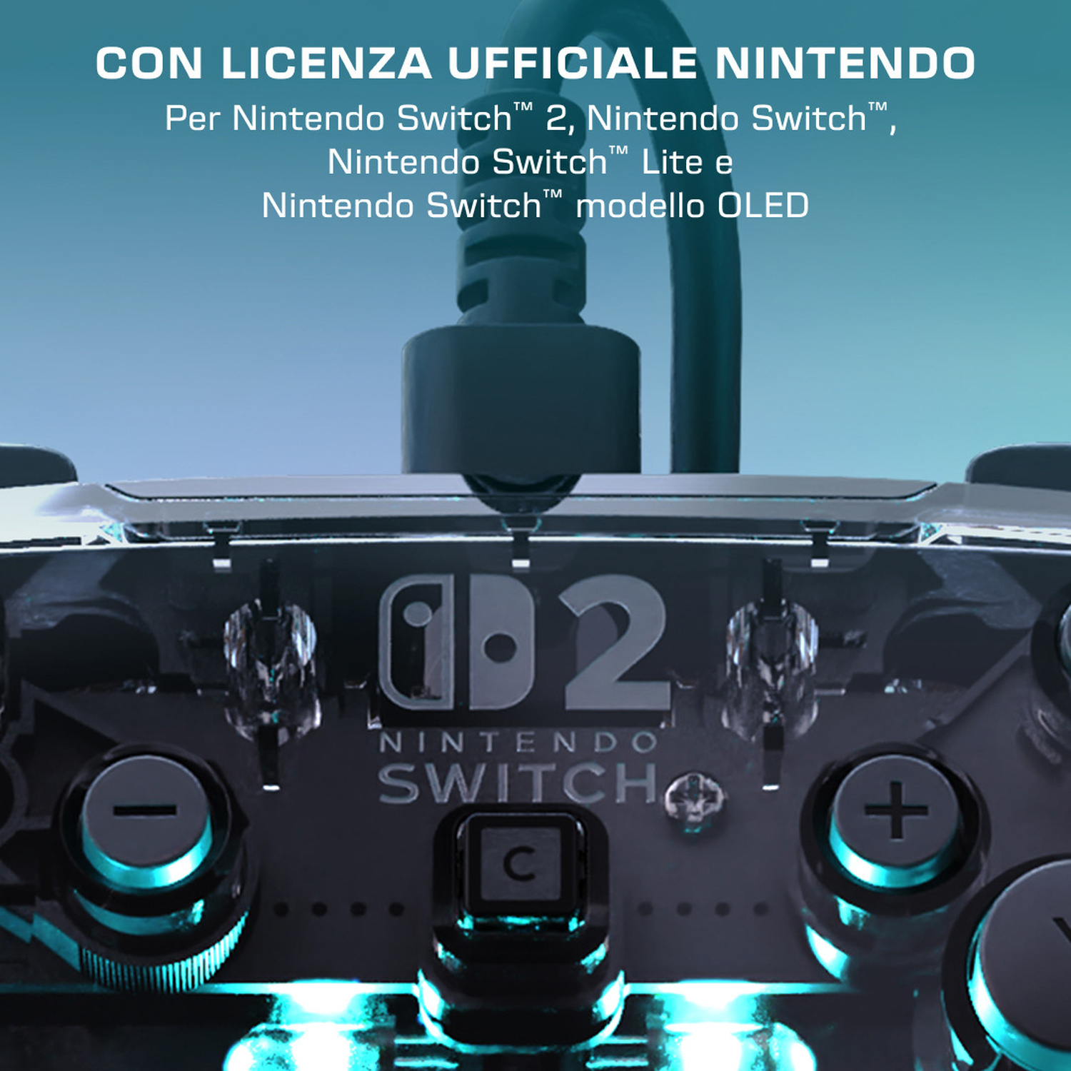 Controller Nintendo Switch con "02" e scritta "Nintendo Switch".