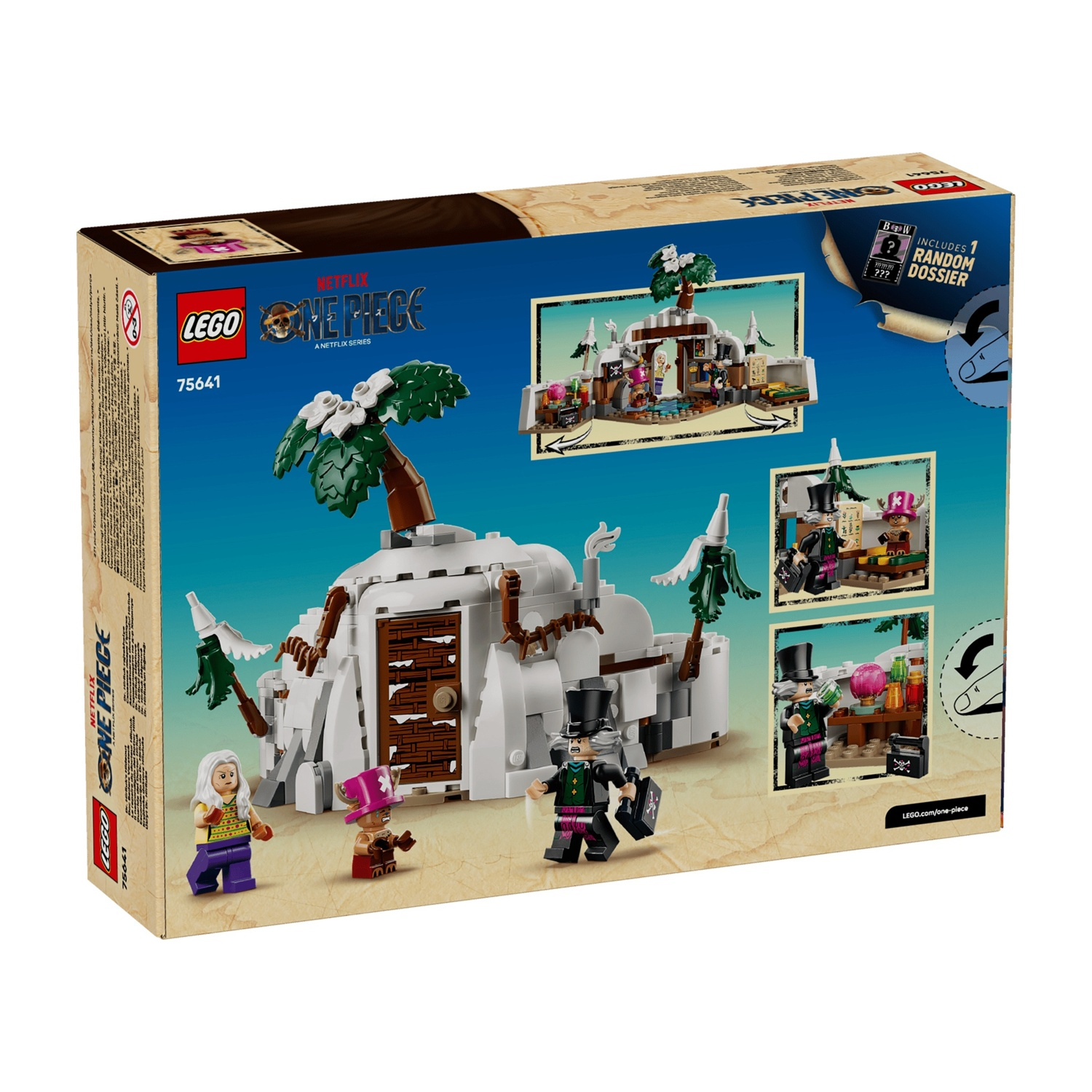 Scatola Lego One Piece con figure e modello.