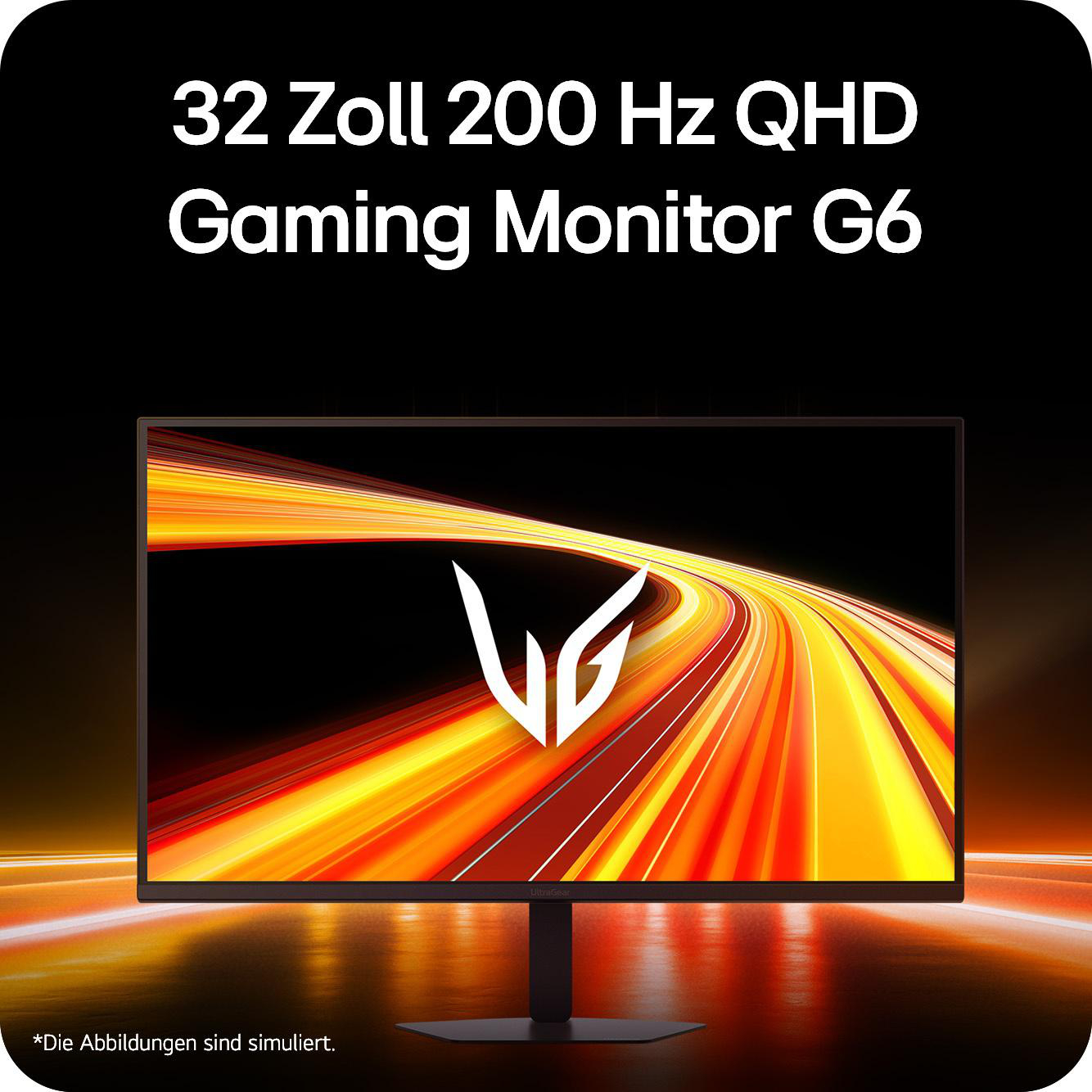 Ein 32-Zoll-Gaming-Monitor mit 200 Hz QHD-Auflösung und dem Logo "G6".