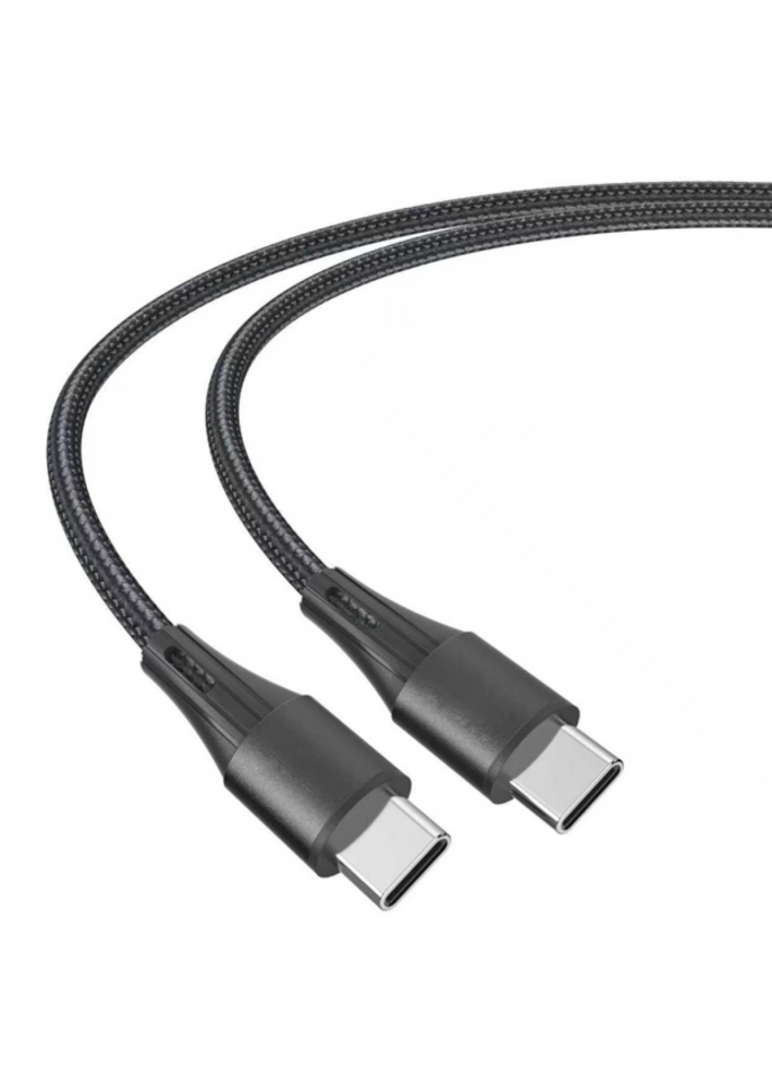 Két fekete szövetfonatú USB-C kábel szürke csatlakozókkal.
