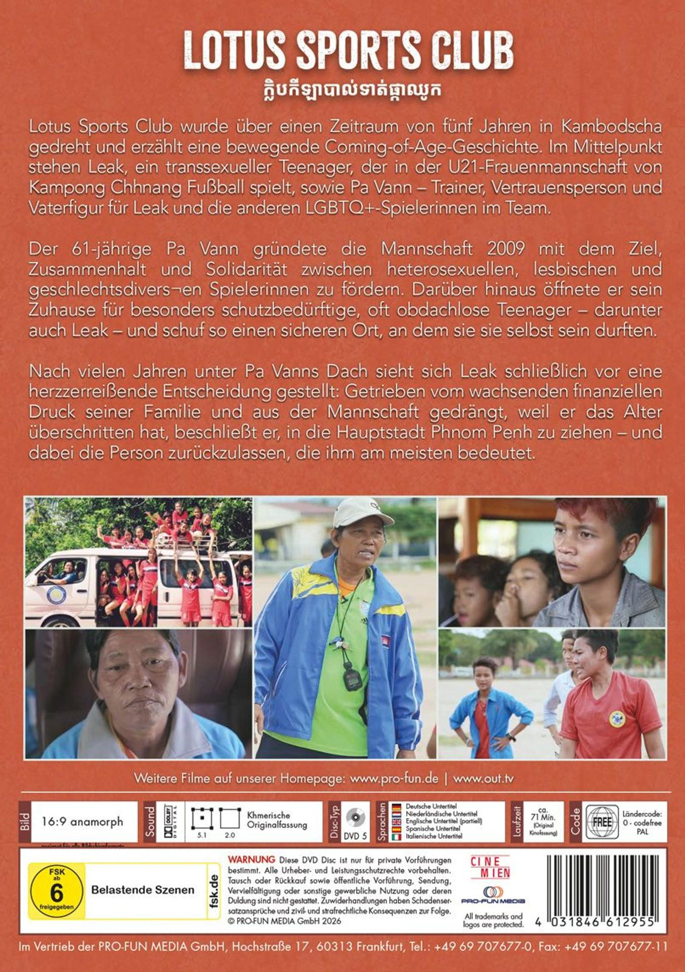 DVD-Rückseite mit Filmtitel, Text und vier Bildern von Personen.