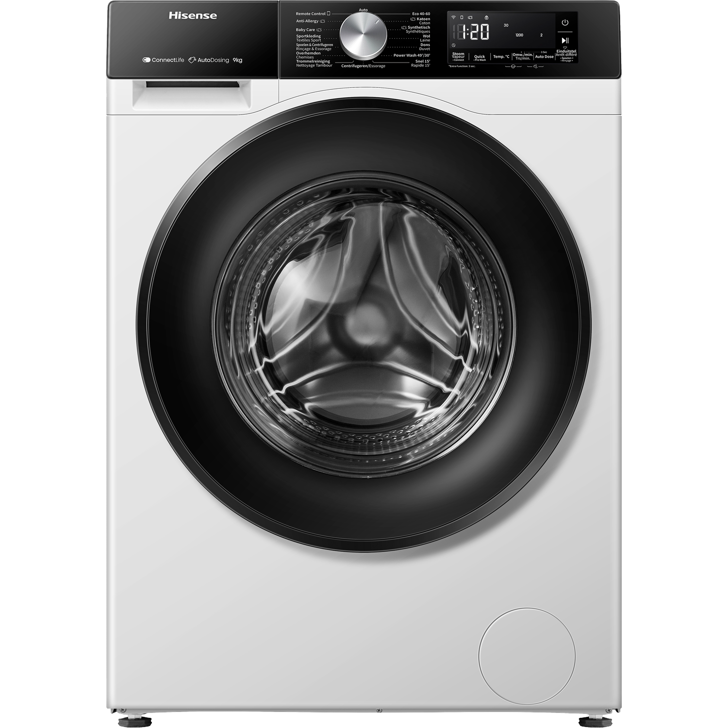 HISENSE WF3S9045BW3/BLX Wasmachine Voorlader 9 kg 1400 rpm 72 dB automatisch doseren