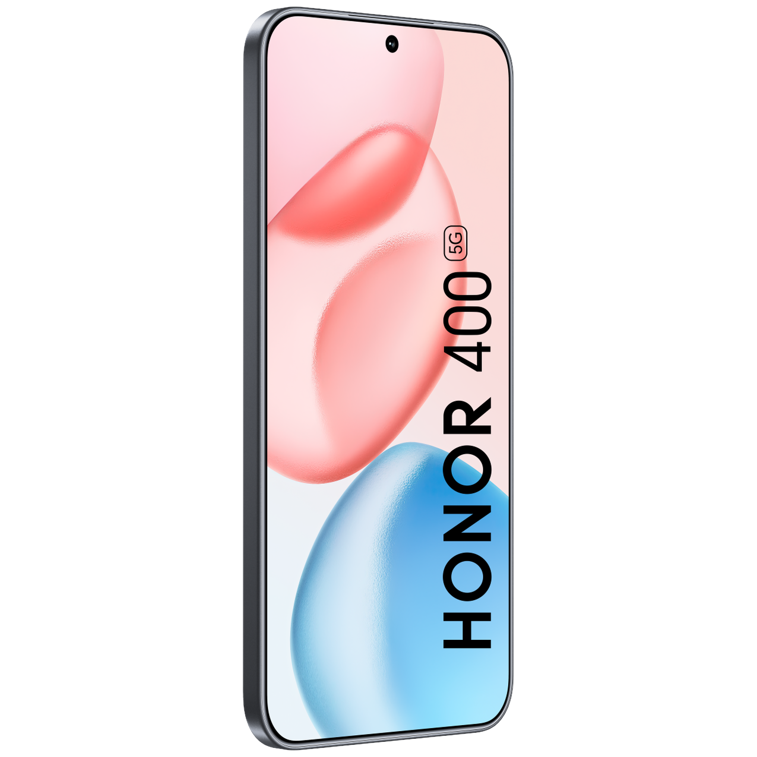 A sleek smartphone displaying HONOR 400 5G logo and colorful bubbles.