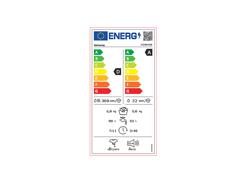 Samsung WD9EHG5U34BBEG Waschtrockner (9 kg / 6 kg, 1400 U/Min., freistehend, Schwarz) — Foto 5 von 5