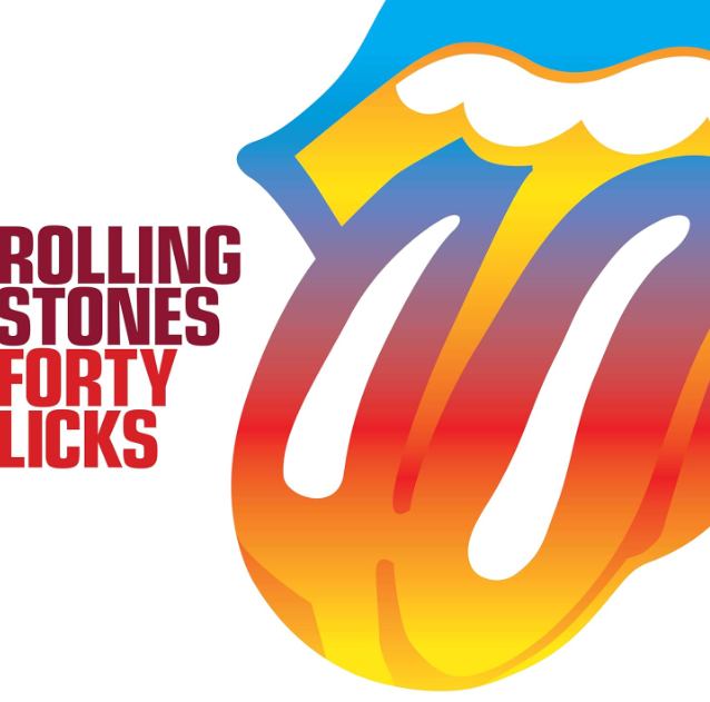 Rolling Stones Forty Licks Logo mit Zunge und Schriftzug.