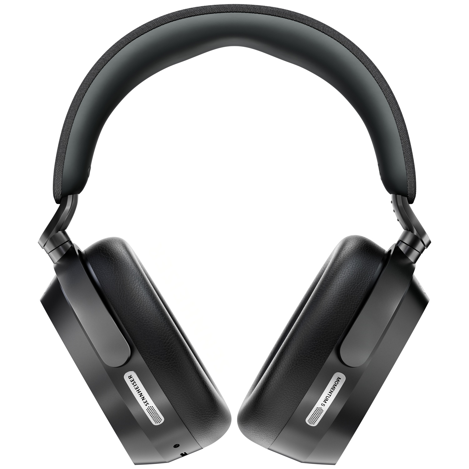 A pair of black over-ear headphones with a padded headband and rectangular earcups, angled slightly upward on a white background.