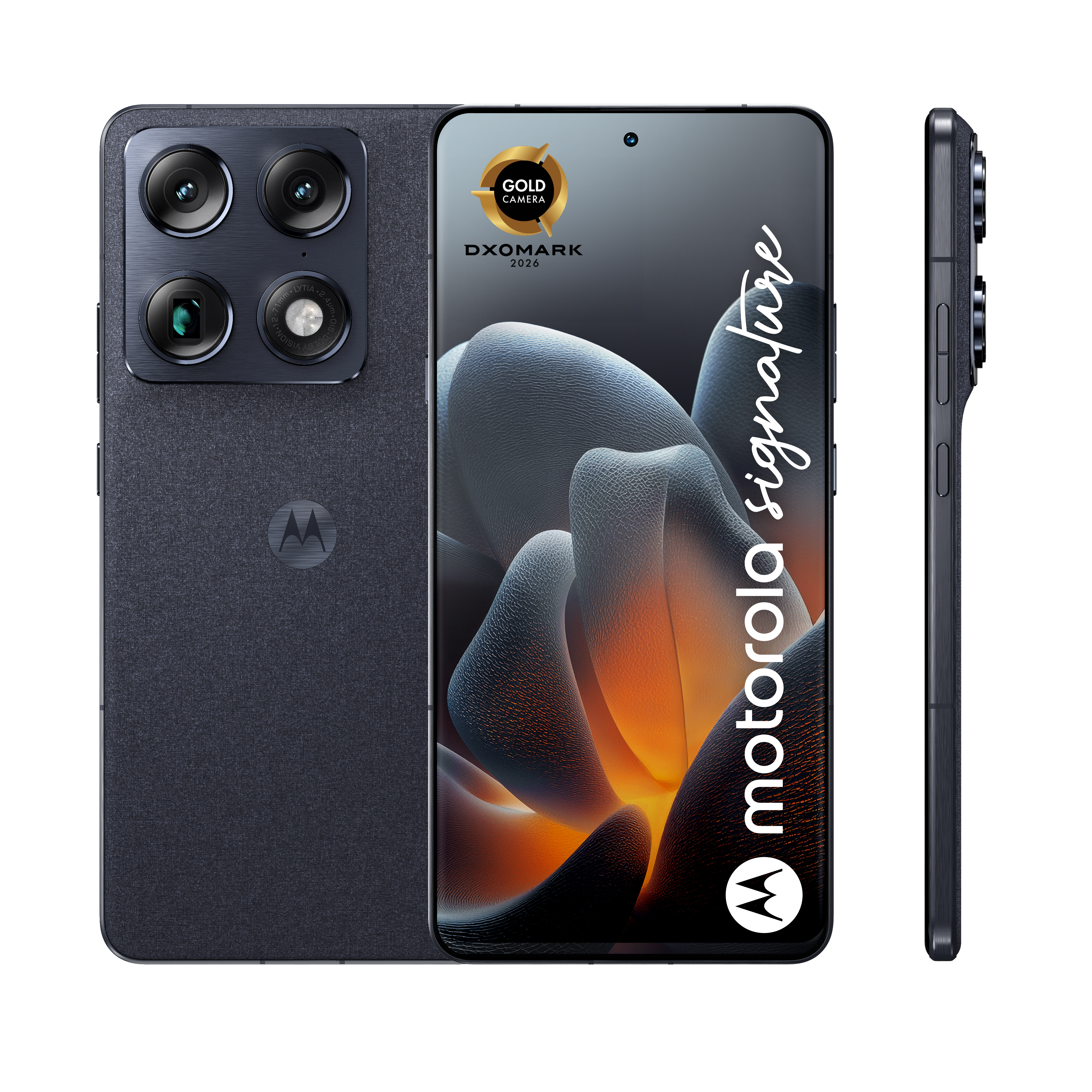 Smartfon Motorola z czterema aparatami, pieczęć DXOMARK Gold Camera.