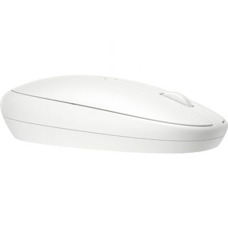Un ratón de computadora blanco con una rueda de desplazamiento, sobre fondo blanco.