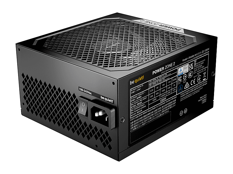 BE QUIET Power Zone 2 PC-Netzteil, 1200 W, 80 PLUS® Platinum, ATX 3.1, Pure Wings 3 140mm Lüfter, Schwarz; PC Netzteil — Foto 2 von 3