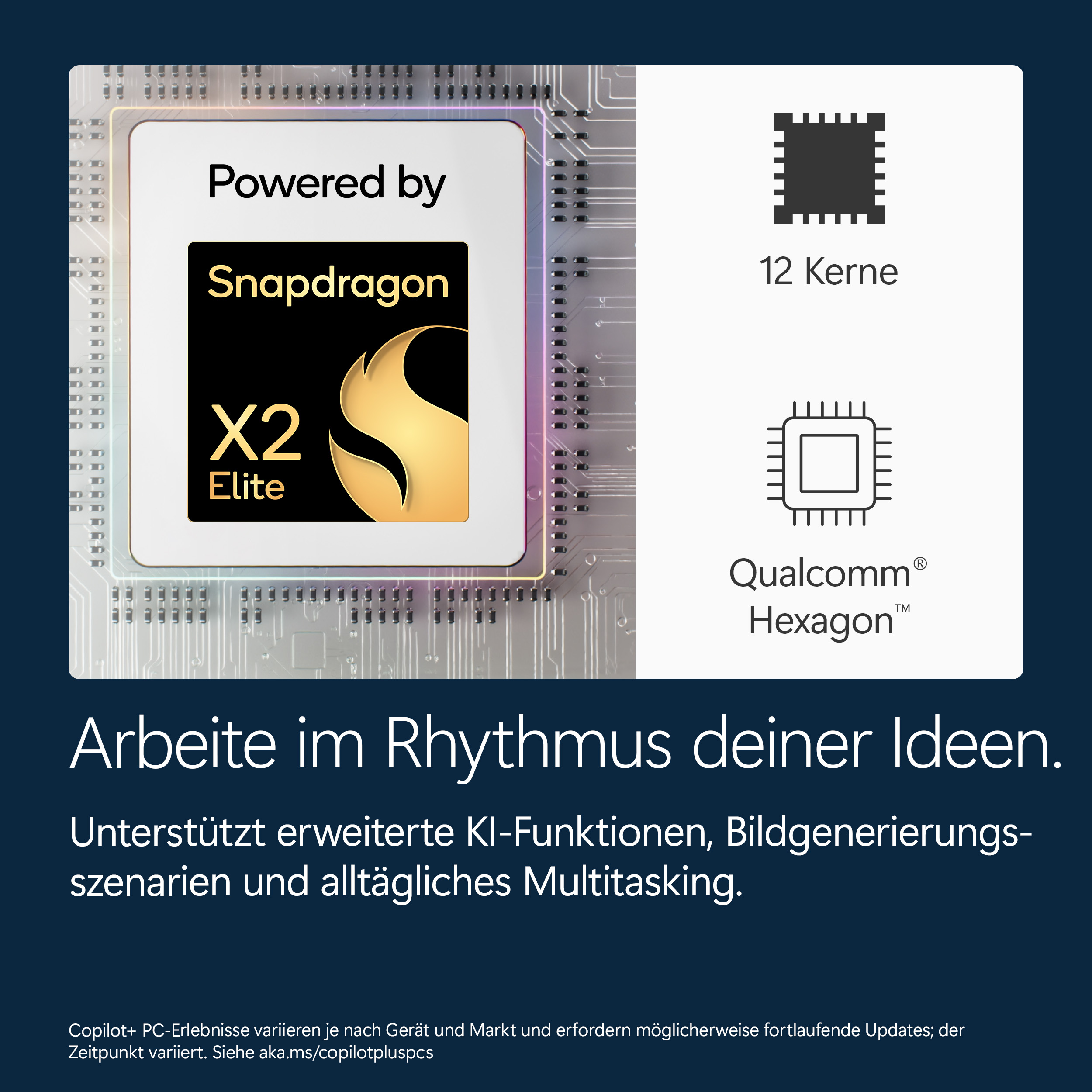 Snapdragon X2 Elite Chip mit 12 Kernen und Qualcomm Hexagon NPU.