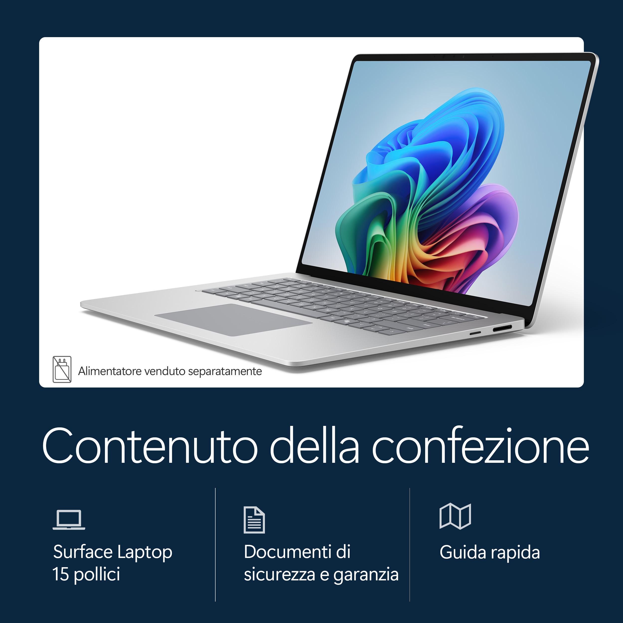Un laptop argentato con uno sfondo colorato sullo schermo.