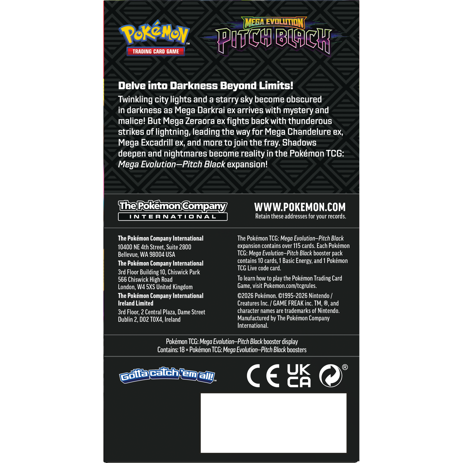 Pokemon TCG: Mega Evolution-Pitch Black Set packaging. Includes text and logos.