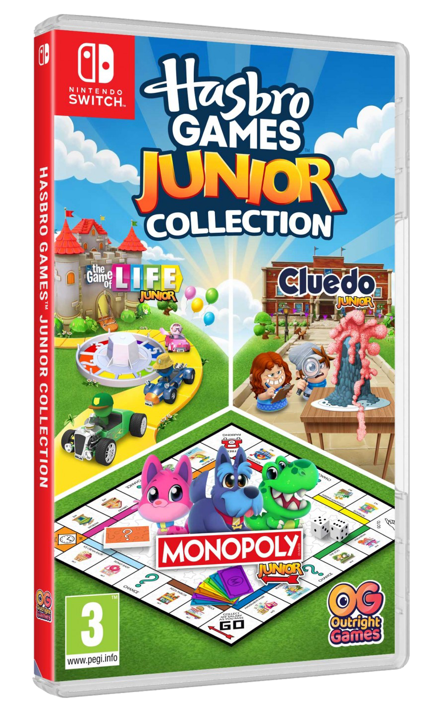 Funda de juego Nintendo Switch: Hasbro Games Junior Collection con Monopoly, Cluedo y The Game of Life Junior.