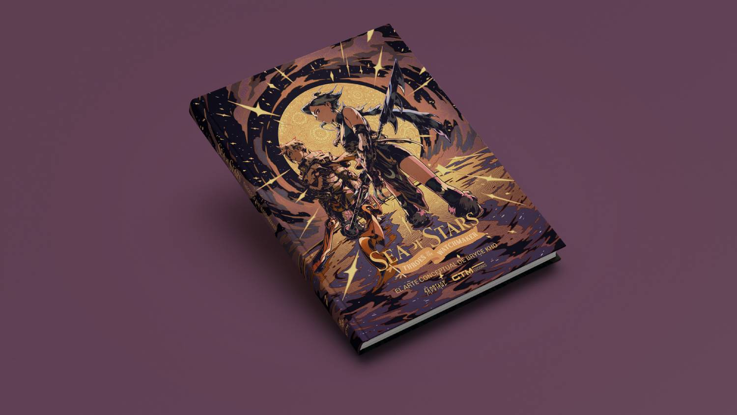 Cubierta de libro con dos personajes, título 'Sea of Stars' y estrellas.