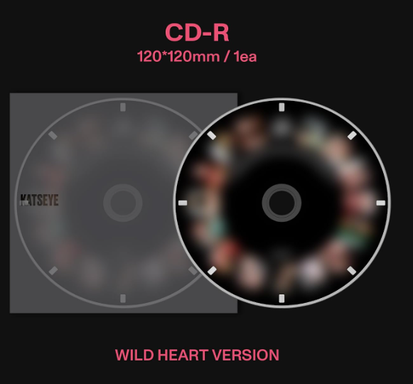 Zwei CDs, eine mit dem Logo "KATSEYE", die andere mit verschwommenen Bildern.