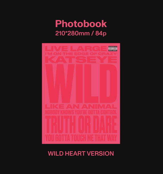 Ein rosa Fotobuch-Cover mit Texten: Photobook, WILD, TRUTH OR DARE.