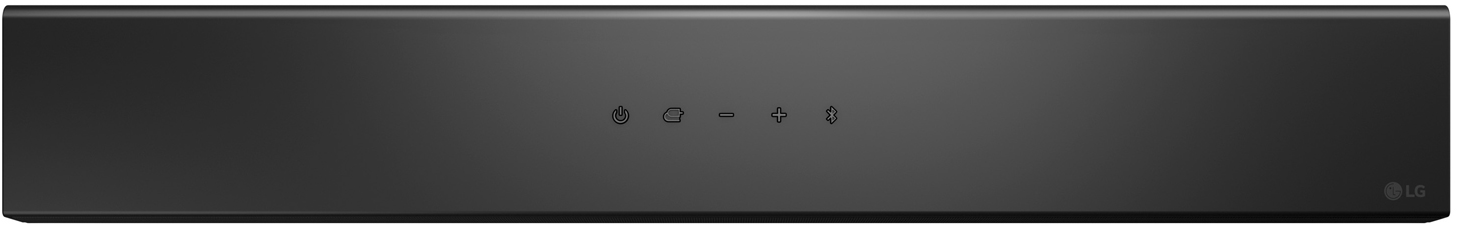 Fekete LG hangprojektor bekapcsoló, mód, hangerő és Bluetooth gombokkal.