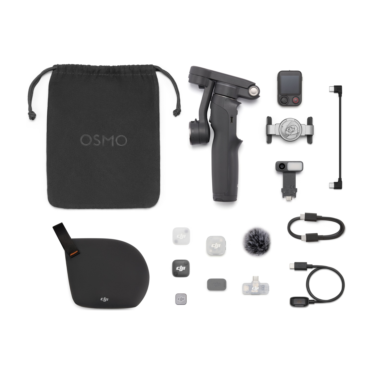 Accessori DJI Osmo: borsa, gimbal, accessori, cavi, microfono