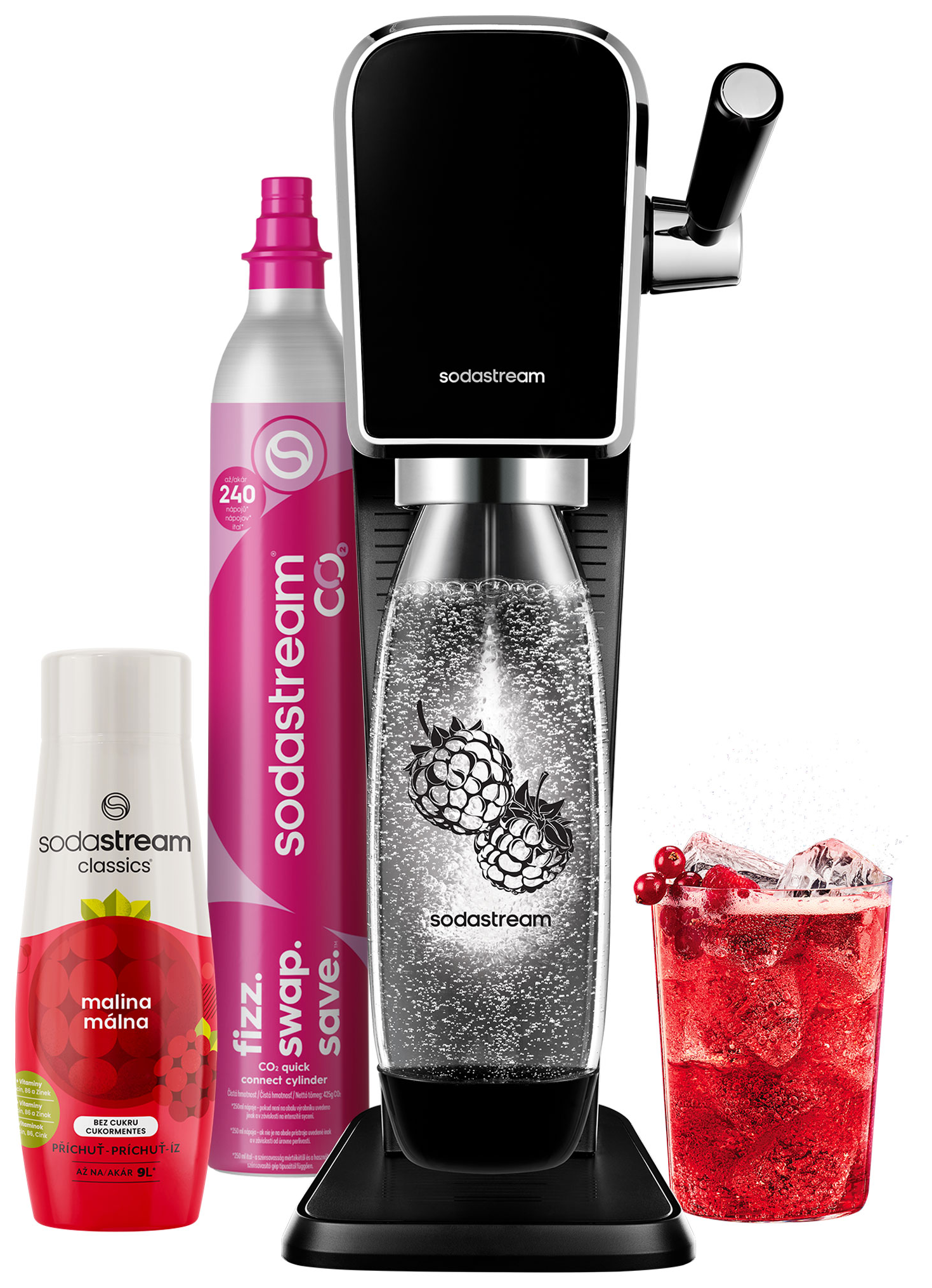 SODA STREAM SM ART Black Málna Zero Mpack