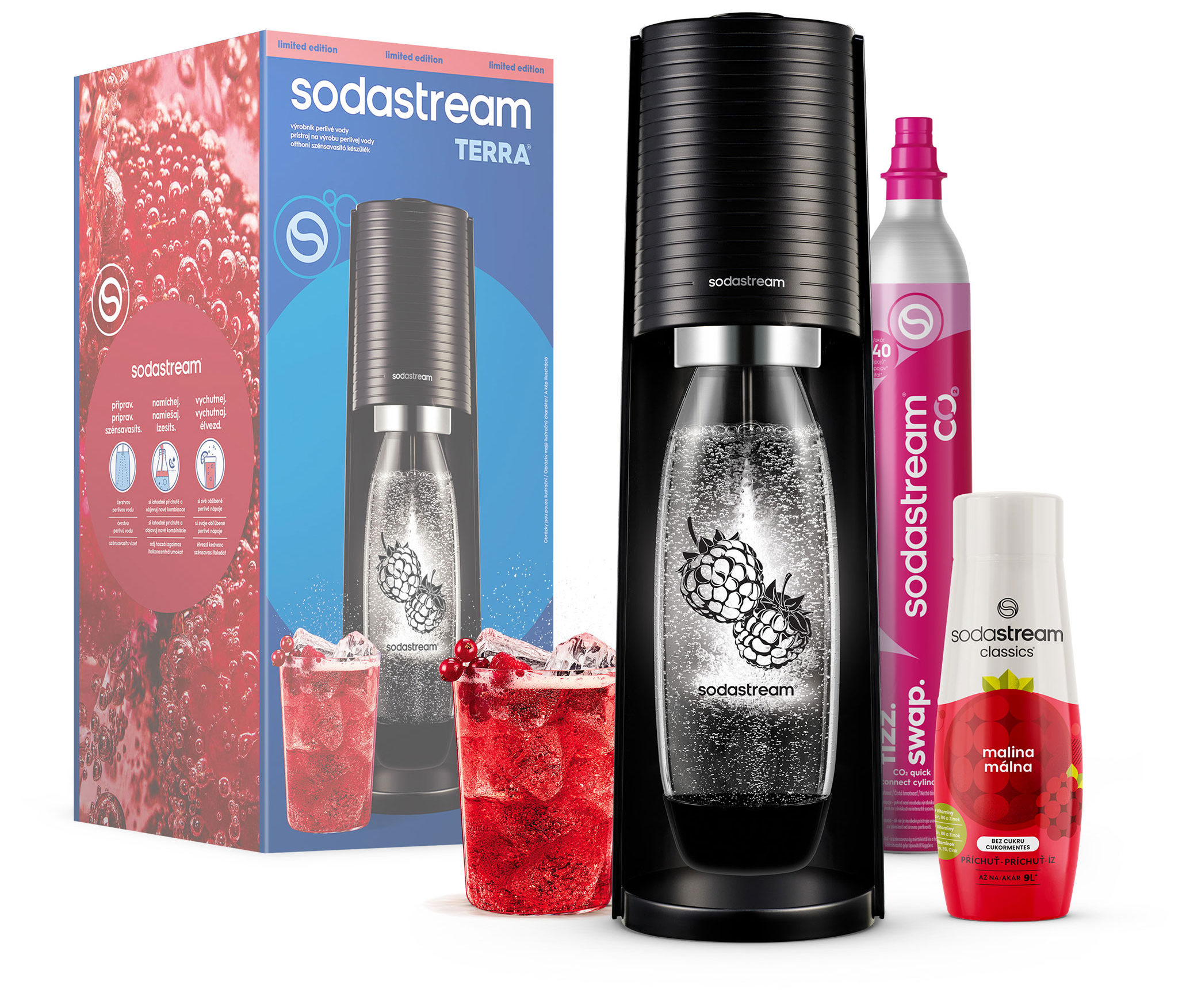 SODA STREAM SM Terra Black Málna Zero MP