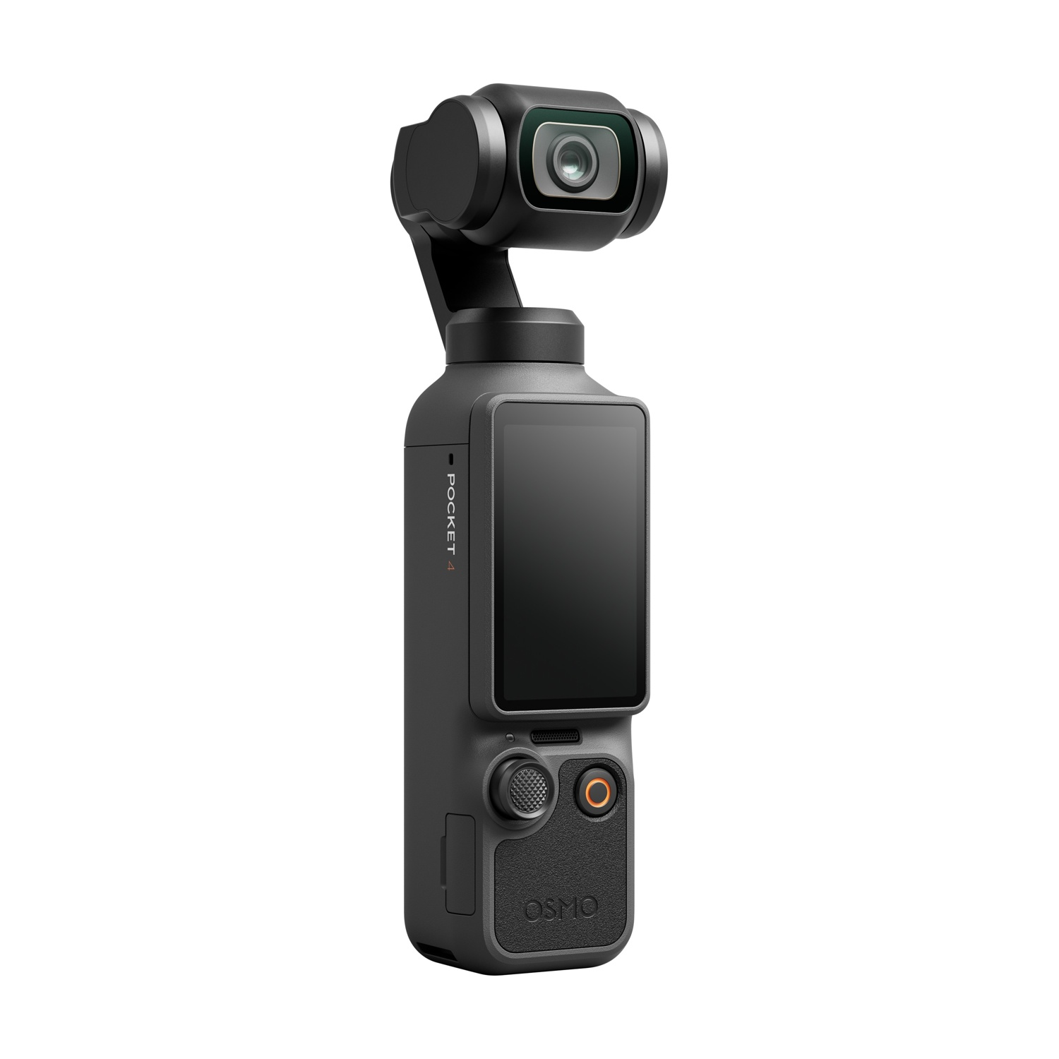 Gimbal portatile nero con fotocamera e touchscreen.