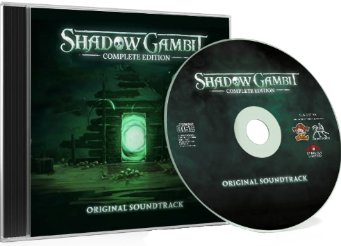 CD-Hülle und CD für Shadow Gambit: Complete Edition Soundtrack.