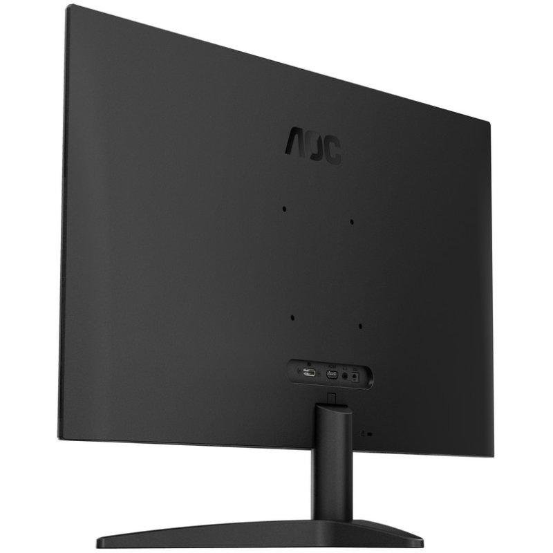 Parte trasera de un monitor AOC negro con puertos y logo.