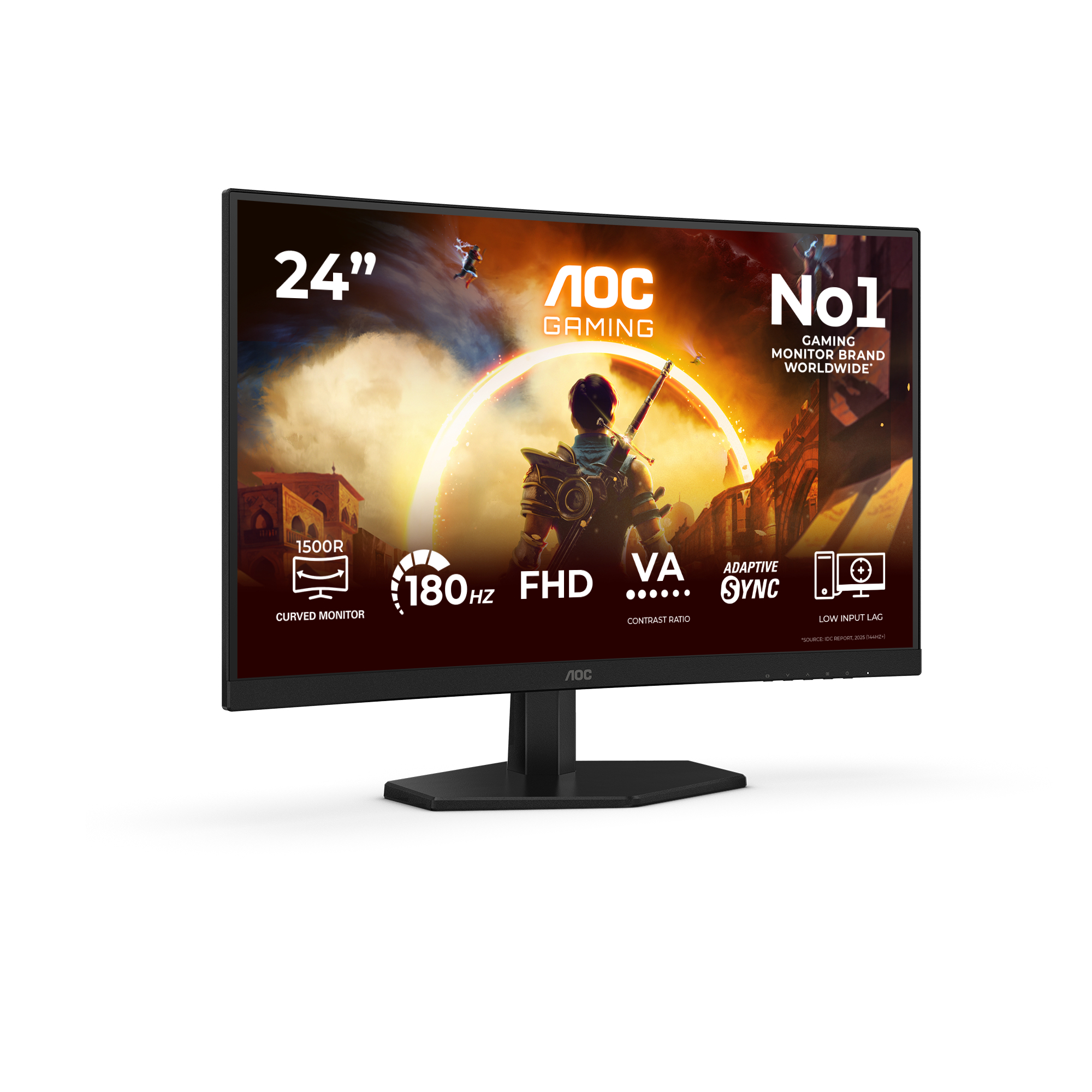 Un monitor gaming AOC de 24 pulgadas con 180Hz, FHD, panel VA y Adaptive Sync.