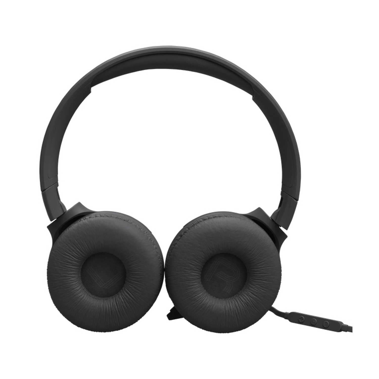 Cuffie on-ear nere con archetto imbottito e cavo con controlli.