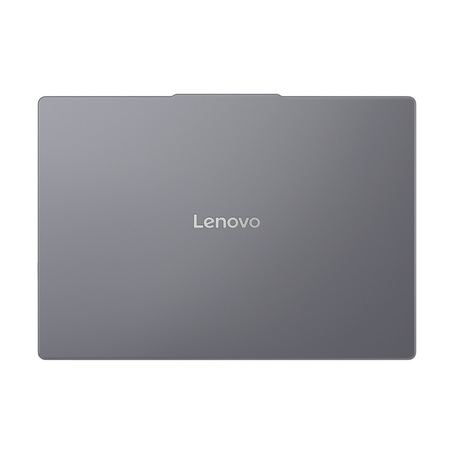 Laptop Lenovo grigio chiuso su sfondo bianco.