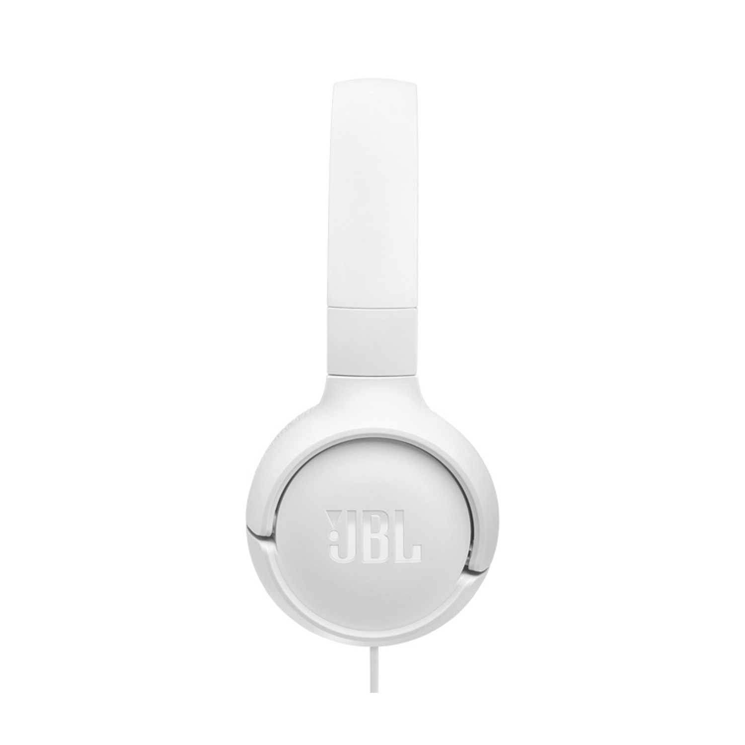 Cuffie JBL bianche con cavo su sfondo bianco.