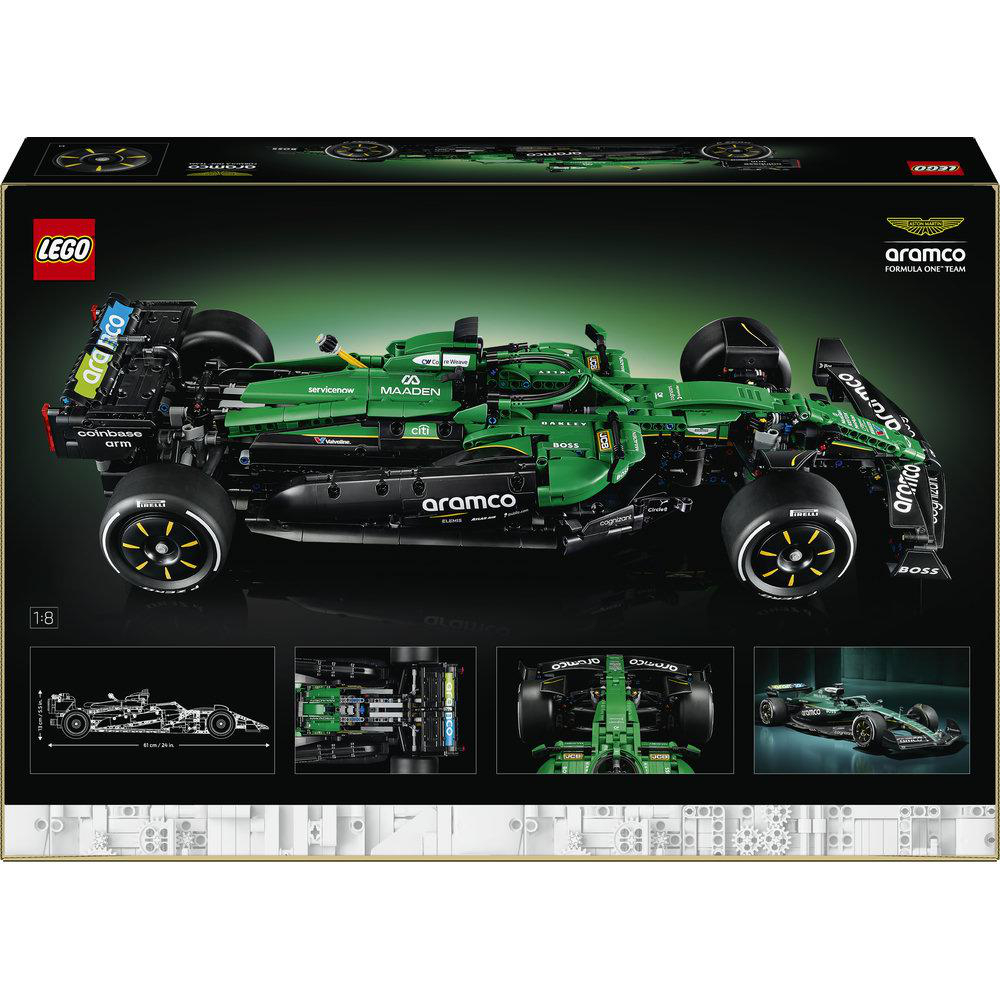 LEGO Aston Martin Formel-1-Auto-Bausatz-Box mit grünen und schwarzen Details.