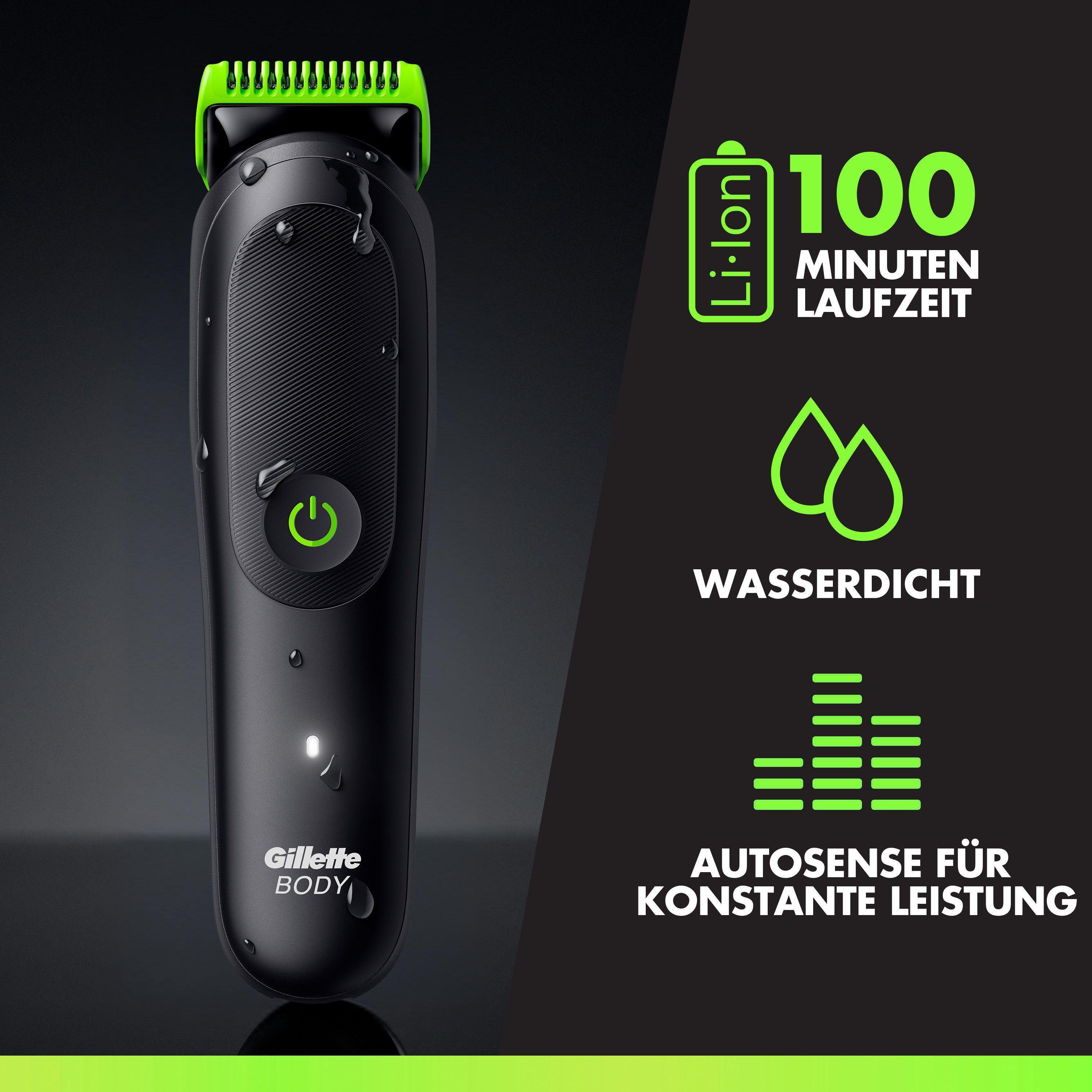 Wasserdichter Rasierer mit 100 Min. Laufzeit und Autosense.