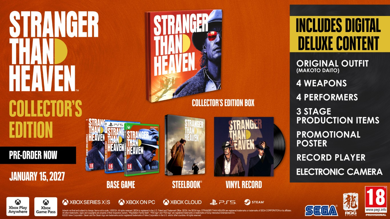 Stranger Than Heaven Edycja Kolekcjonerska: Pudełko, steelbook, płyta winylowa, zawartość cyfrowa.