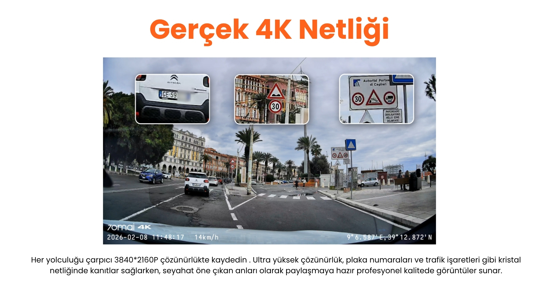 4K çözünürlüklü, arabalar, binalar ve trafik işaretleri olan sokak manzarası.
