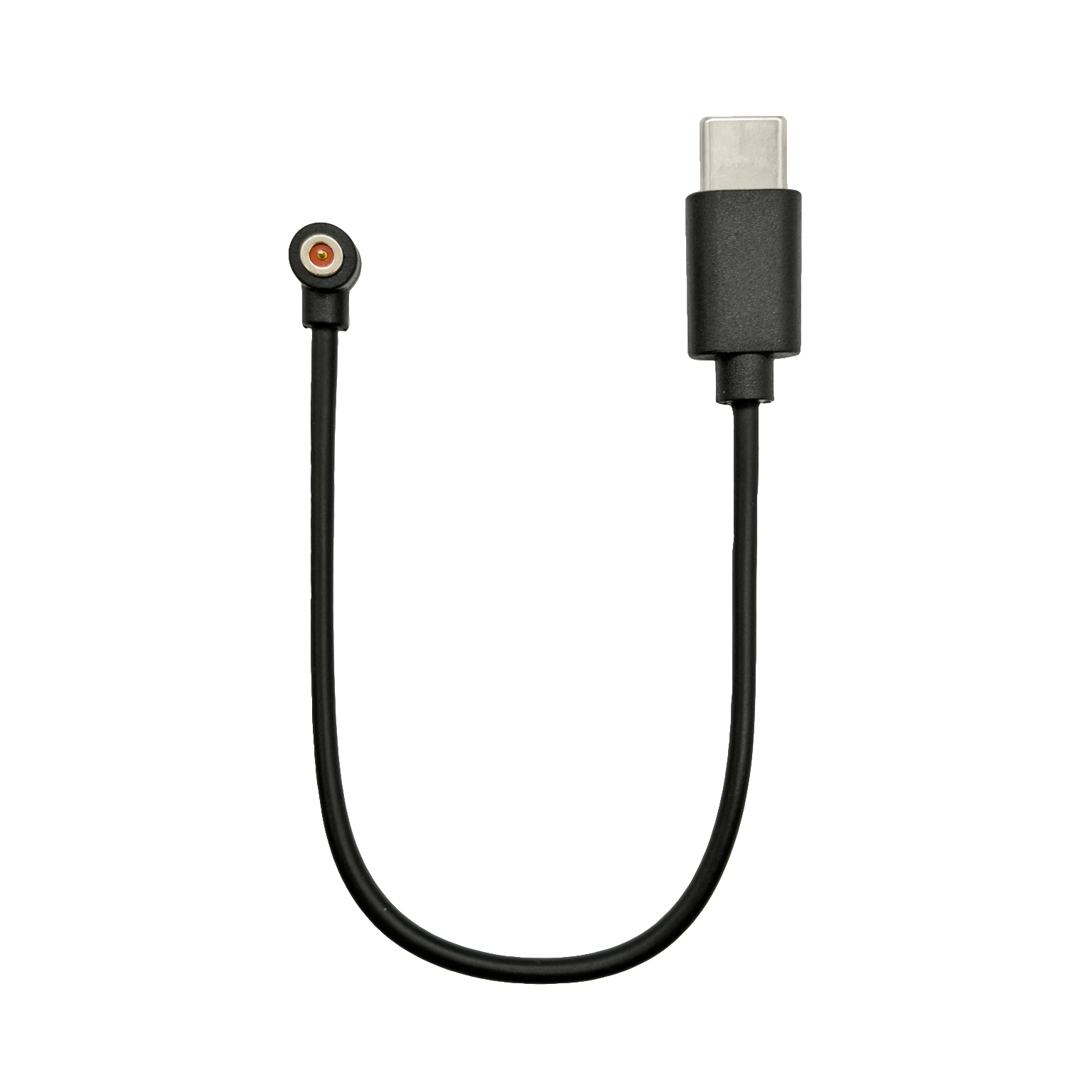 Ein schwarzes USB-C-Kabel mit magnetischem Ladeanschluss.