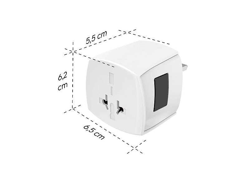 HAMA Weltreiseadapter "MUV Micro", 2 Pol Reisestecker