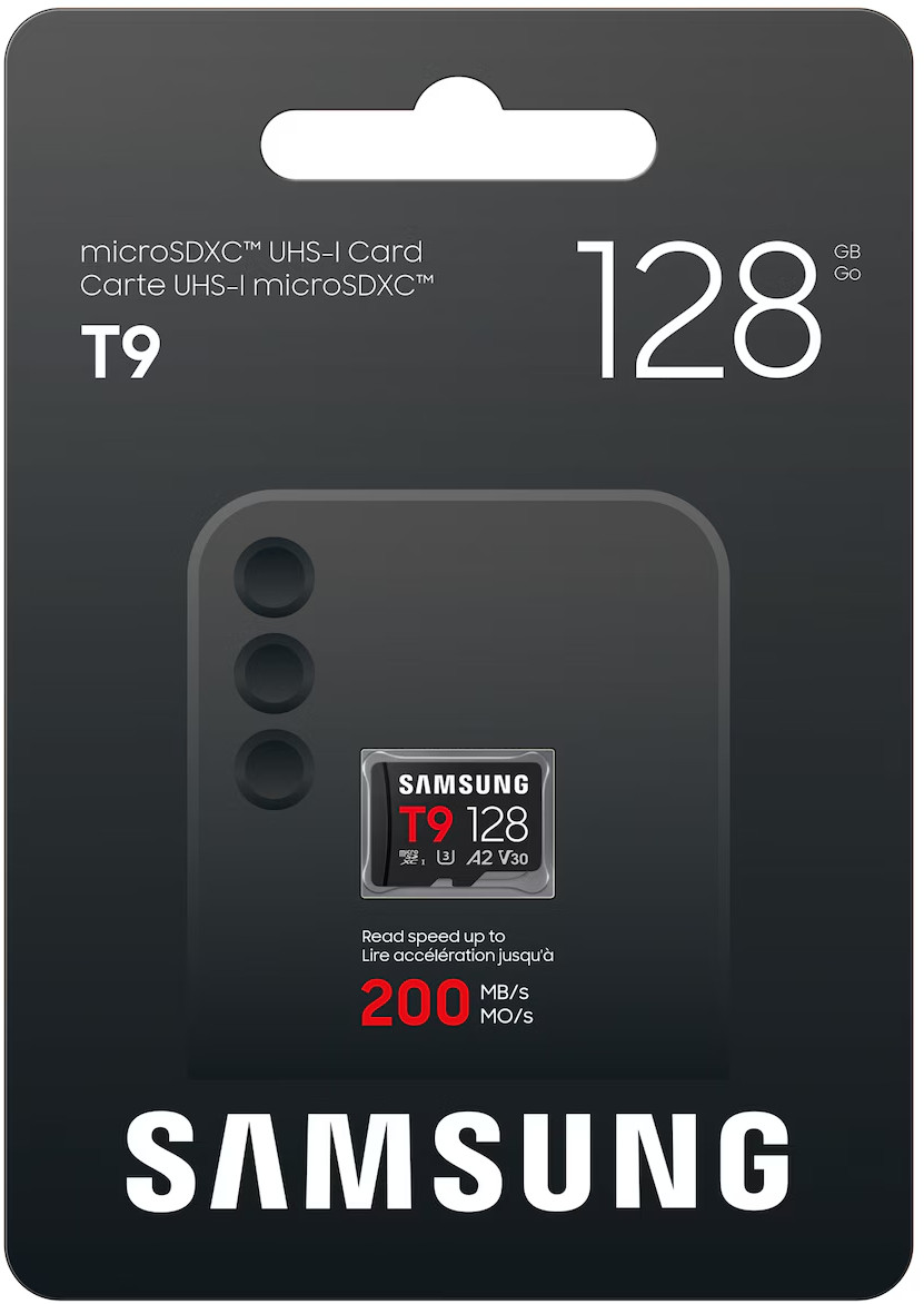 Karta Samsung T9 128GB microSDXC UHS-I o prędkości odczytu 200MB/s.