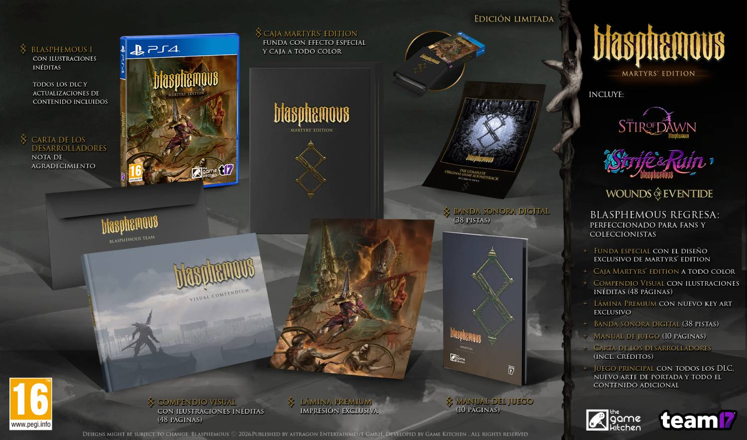 Edición limitada de Blasphemous con juego PS4, banda sonora, libro de arte y más.