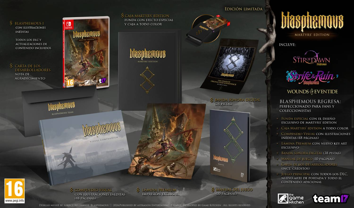 Edición Blasphemous Martyrs: Juego, libro, banda sonora, lámina y más.