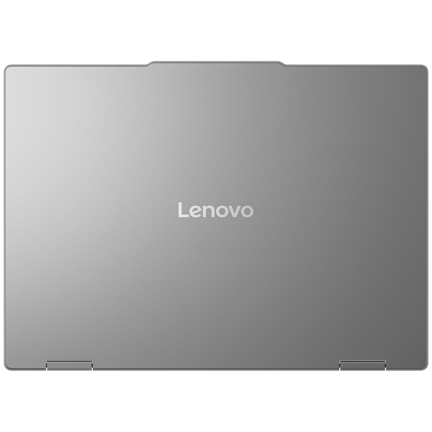Closed silver Lenovo laptop with logo centered on lid.