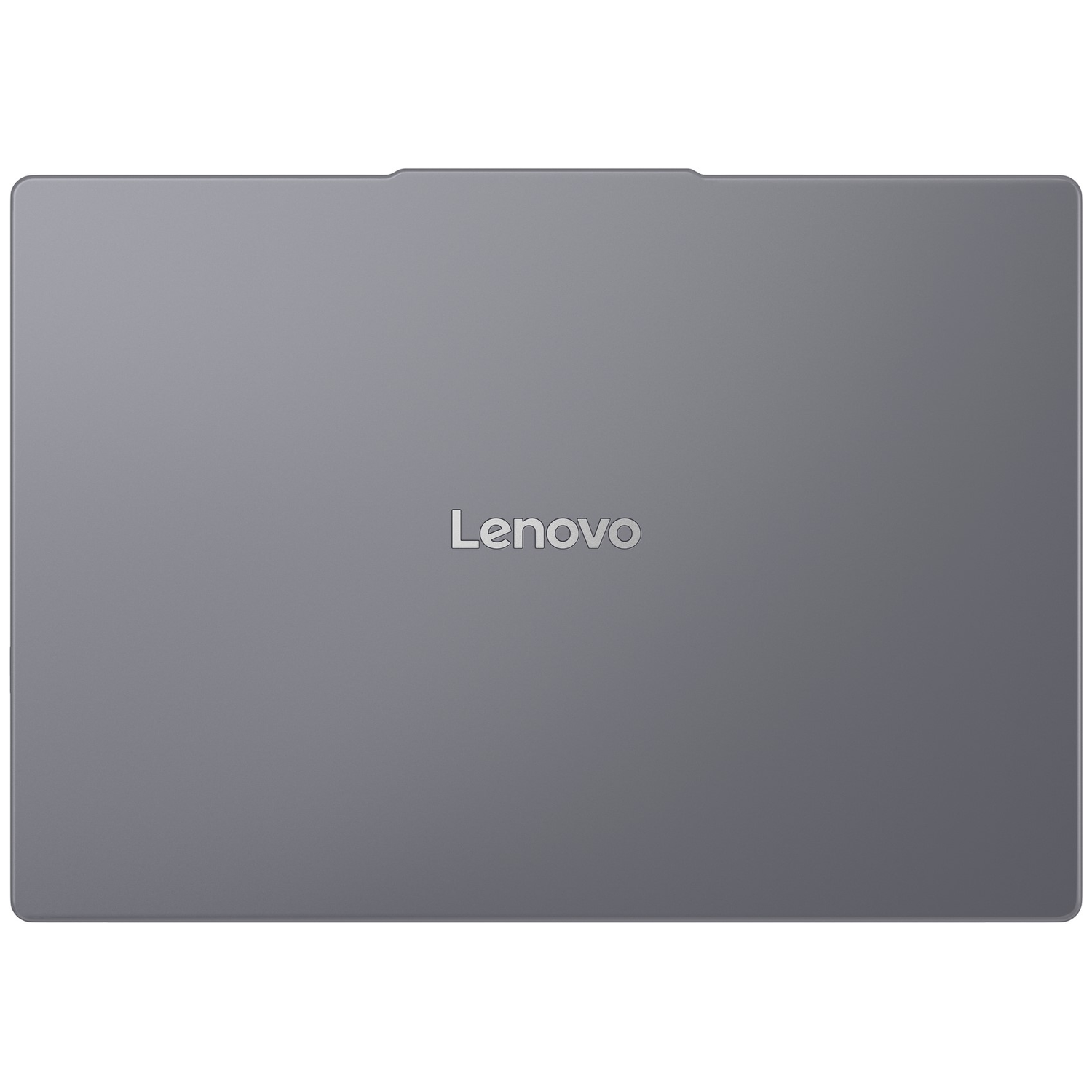 Closed gray Lenovo laptop on a white background.