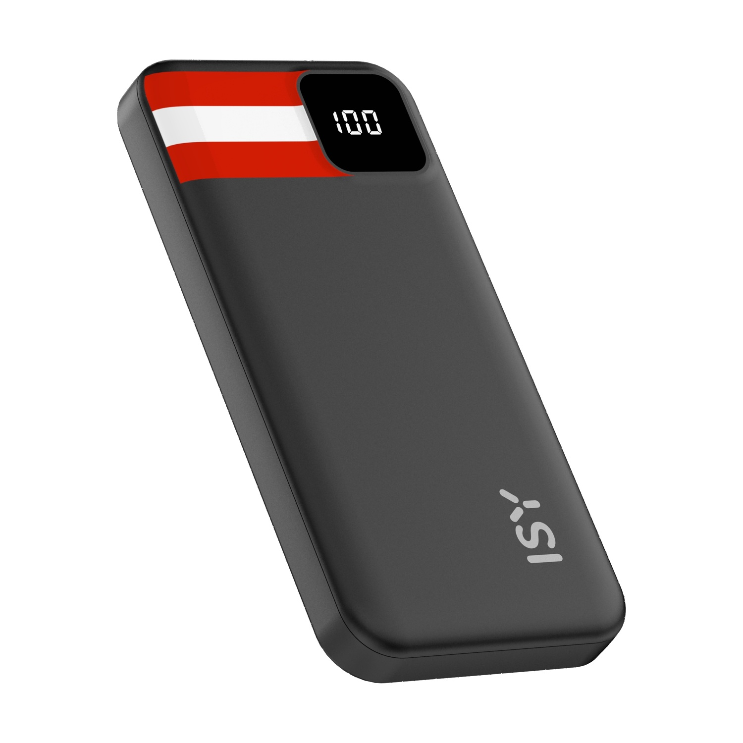 Power bank nero con bandiera austriaca e display digitale 100.