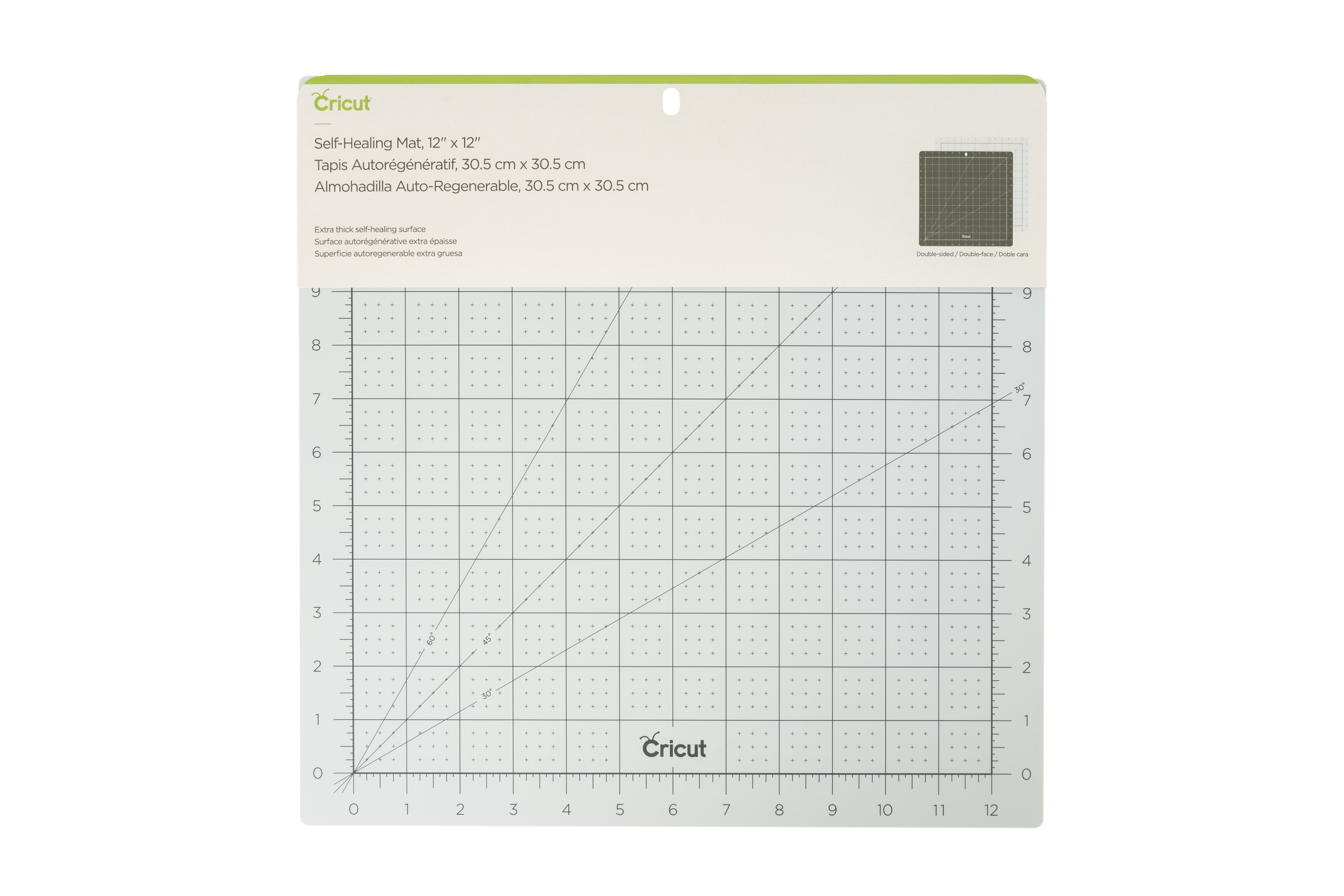 Izgara ve açı çizgili 12x12 inç Cricut kendi kendini iyileştiren kesme matı.