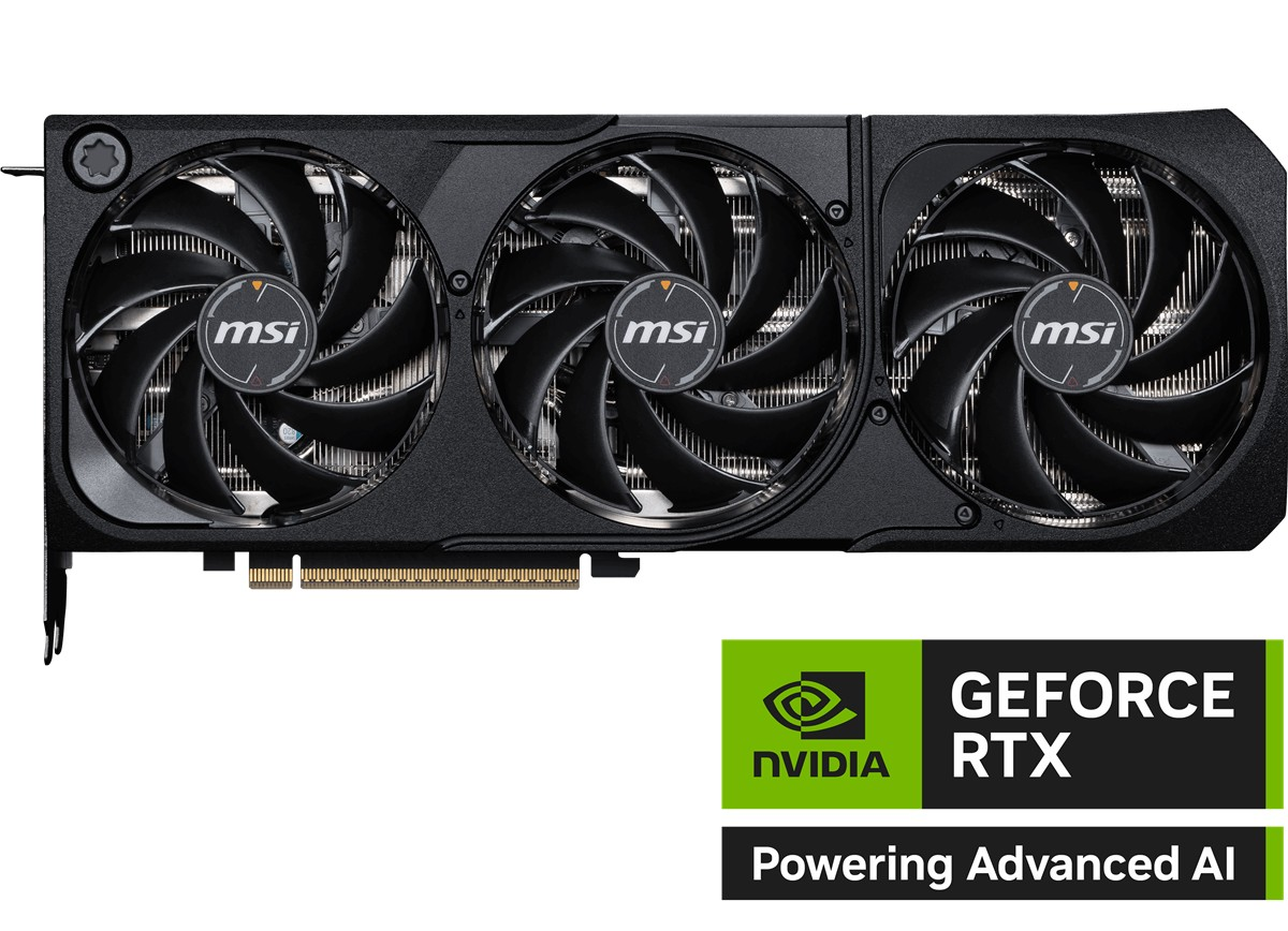Üç fanlı ve RTX logolu siyah bir MSI oyun grafik kartı.