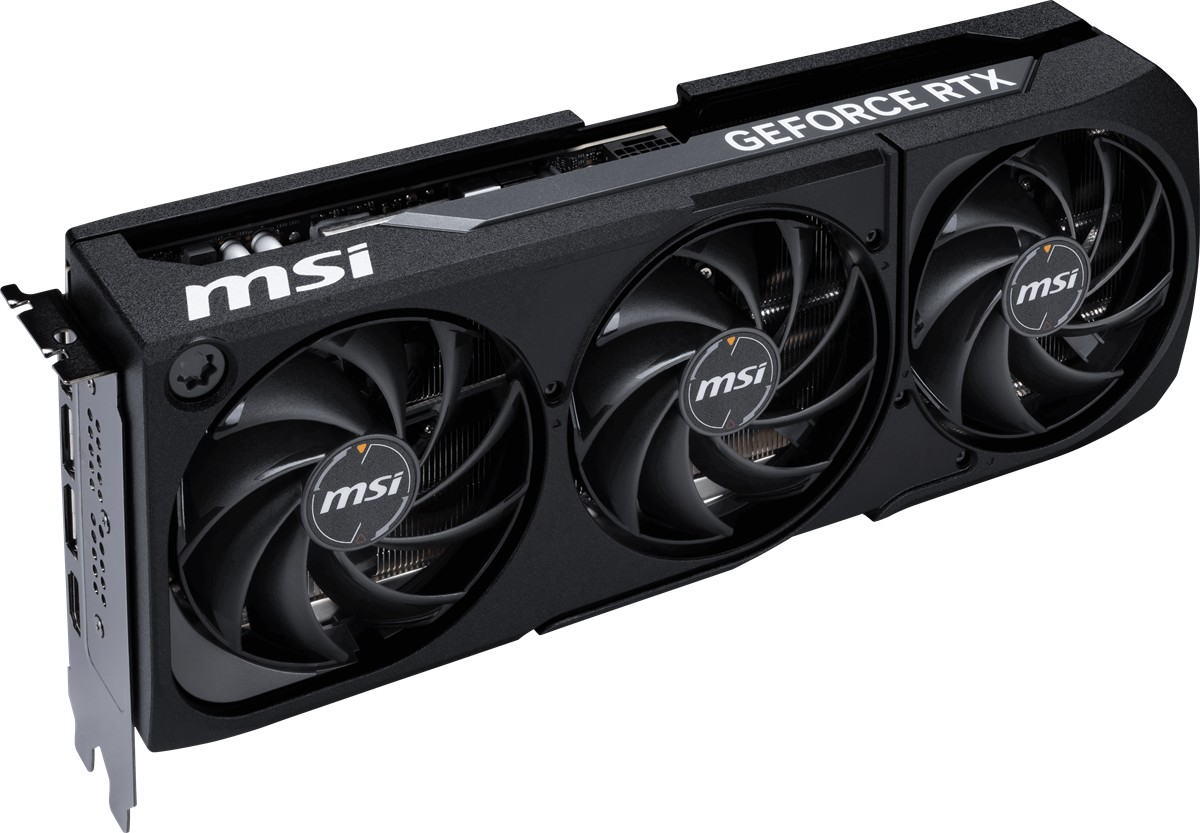 Üç fanlı siyah bir MSI GeForce RTX ekran kartı.