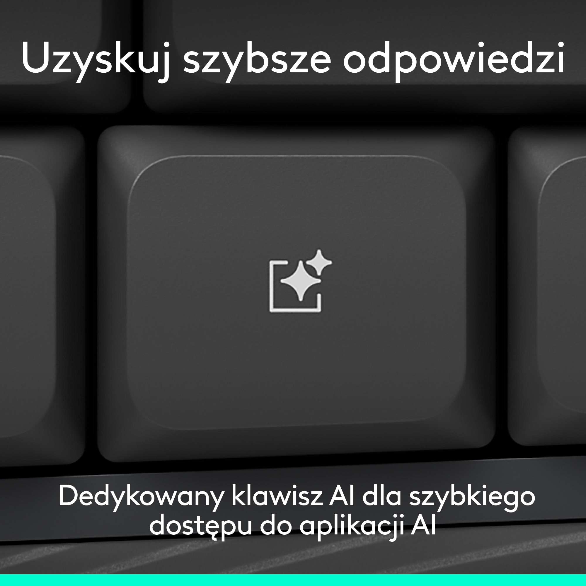 Klawiatura z ikoną AI. Szybkie odpowiedzi, dedykowany dostęp AI.