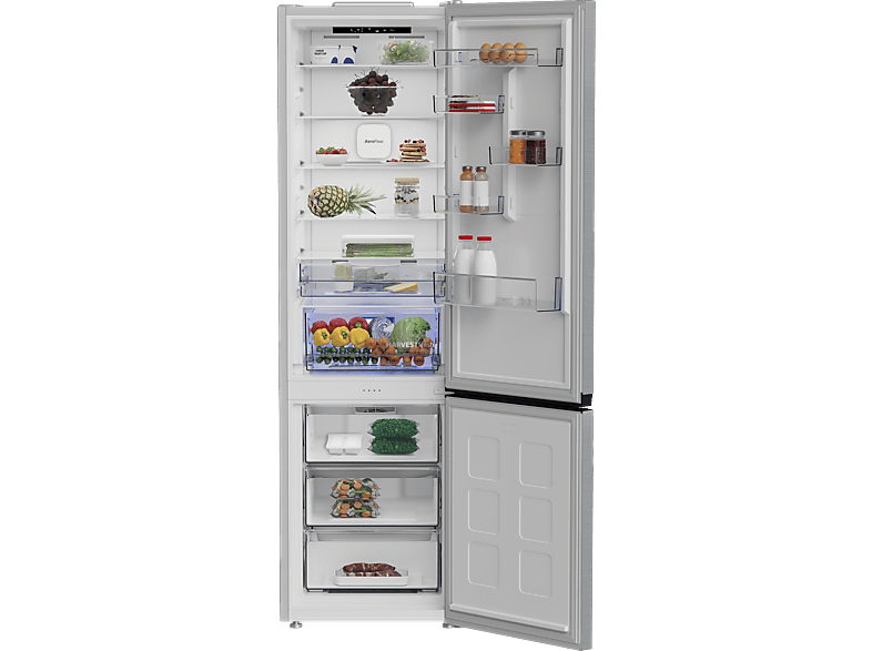 Beko B5RCNA416HXB Kühl- und Gefrierkombination (C, 415 l, 2035 mm hoch, freistehend, No Frost (verminderte Eisbildung), Edelstahloptik)